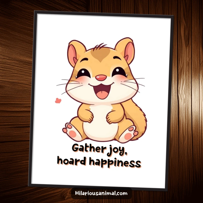 Funny Free Printable Squirrel Wall Art: A delighted squirrel cub chattering through giggles, perfect for a cheerful and happy decor.