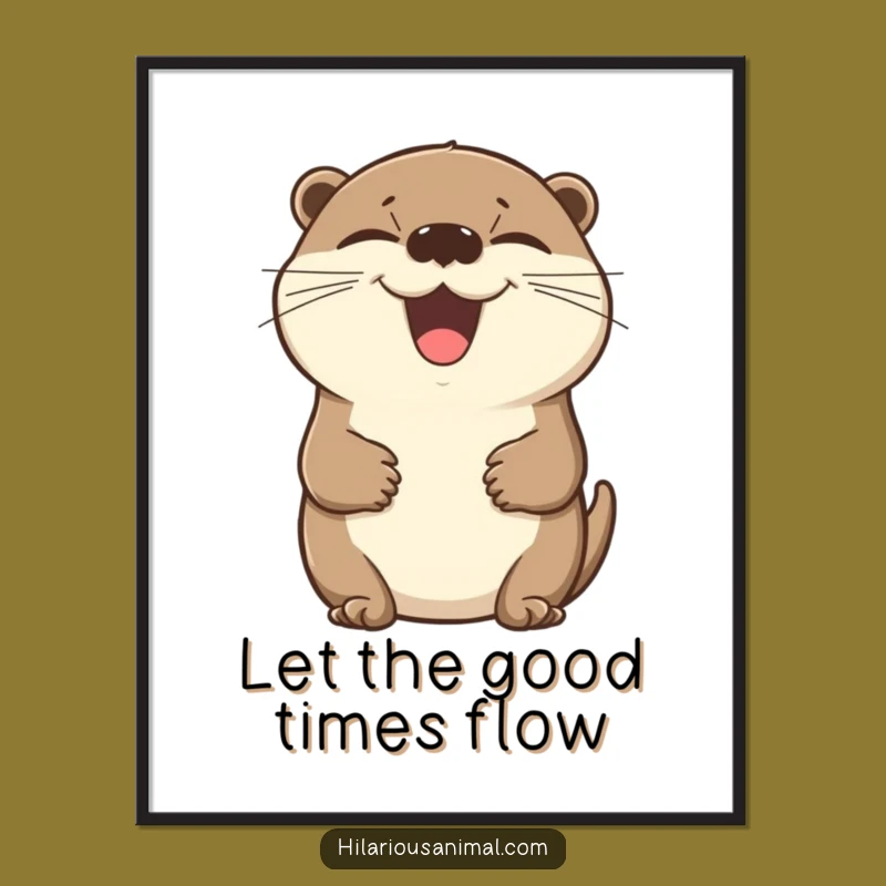 Funny Free Printable Wall Art: Laughing Otter, Adorable Animal Downloadable Decor