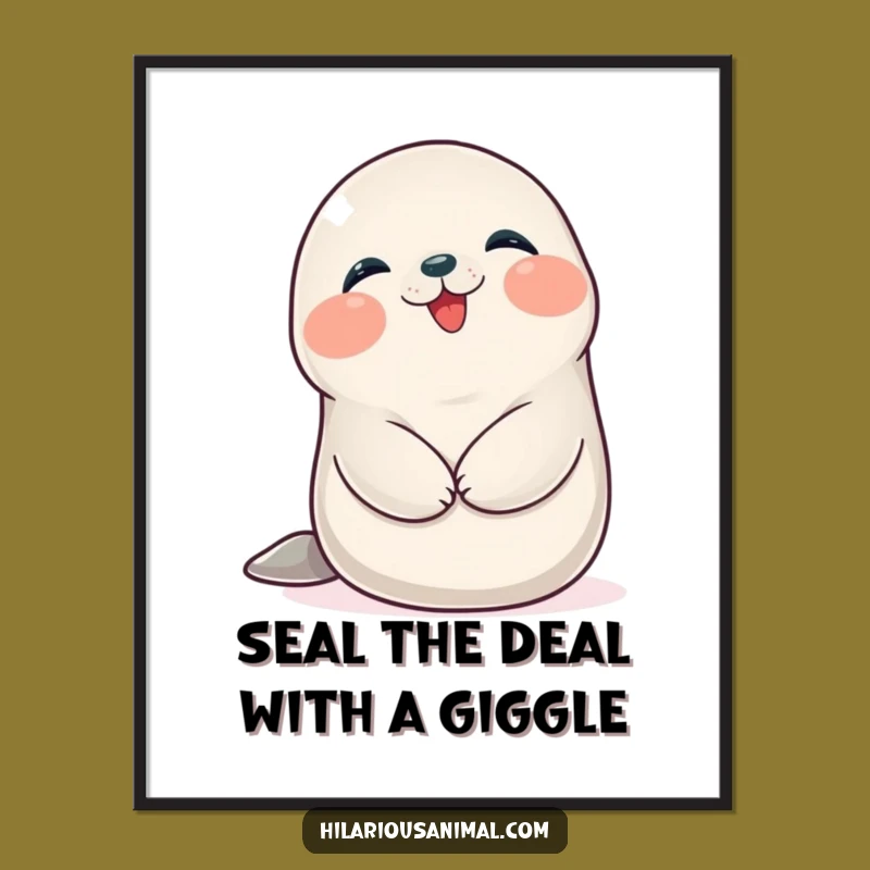 Funny Free Printable Wall Art: Giggling Seal Cub - Cute Downloadable Decor!