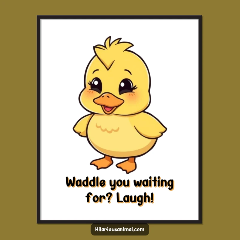 Funny Free Printable Wall Art: Wobbly Duckling Quacking Laugh Downloadable Decor Gift