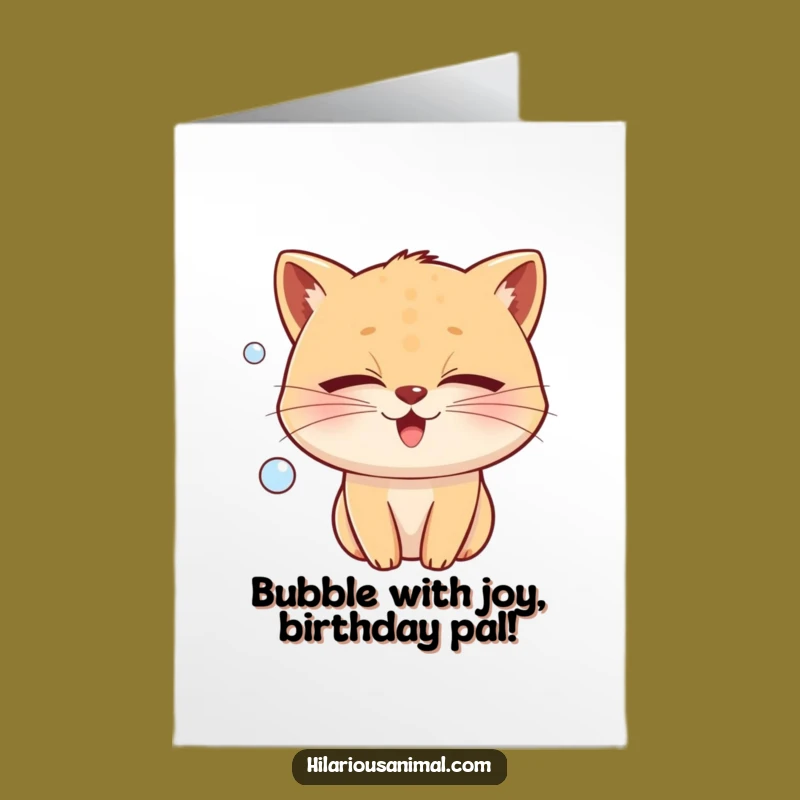 Free Printable Birthday Card: Joy Bubble Whiskered Friend Surprise Downloadable Gift