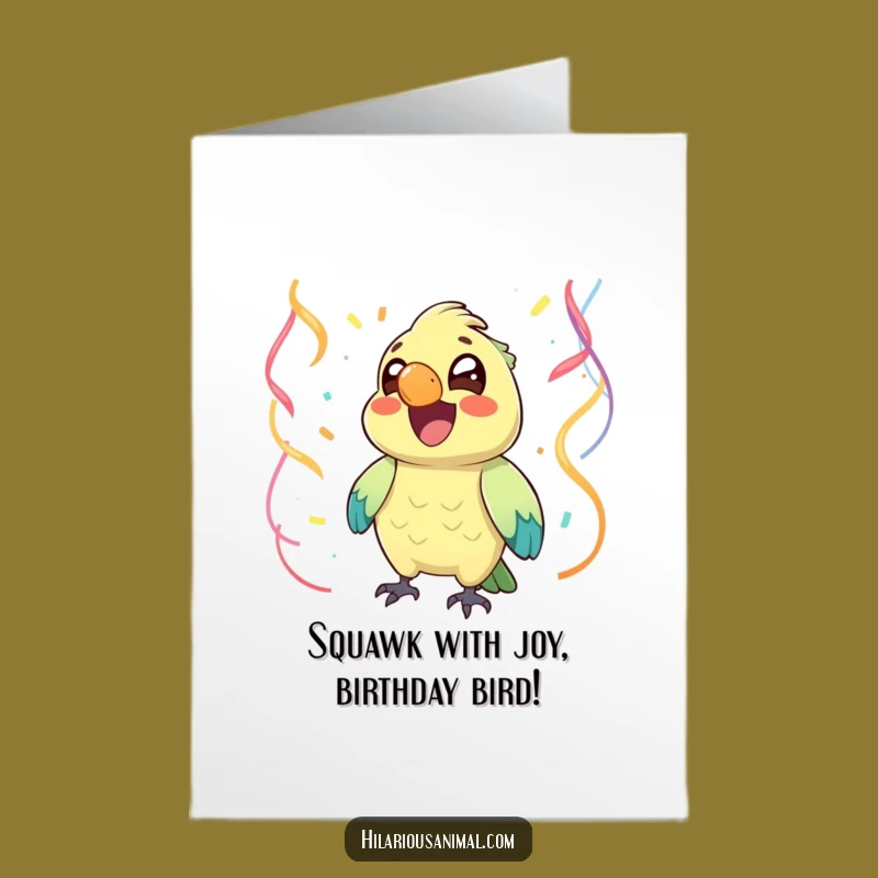 Free Printable Birthday Card: Chuckling Parrot Streamer Surprise Downloadable Gift