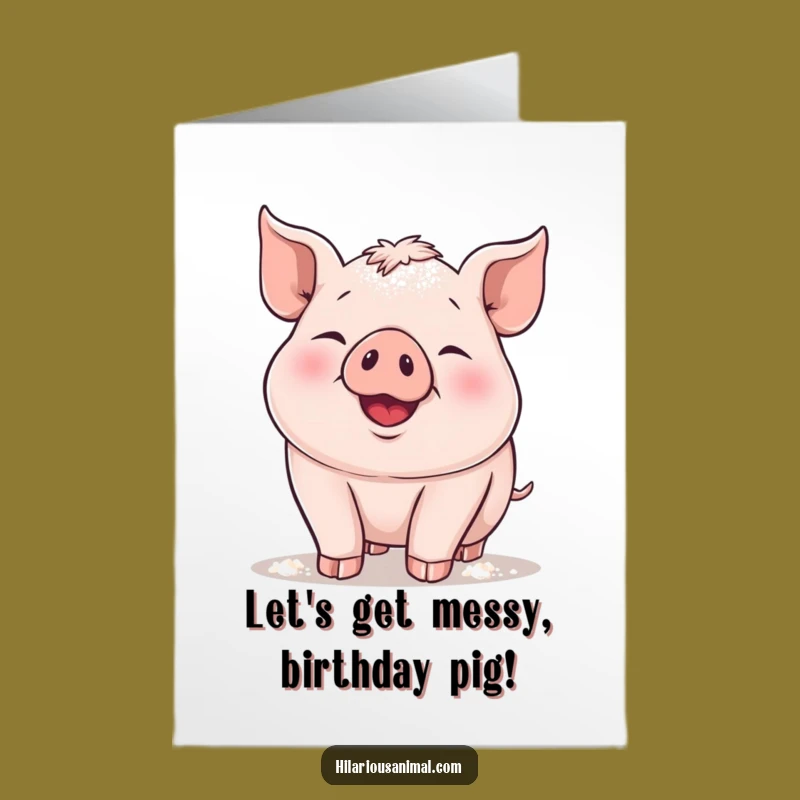 Free Printable Piglet Birthday Card: Funny Floury Delight Downloadable Gift