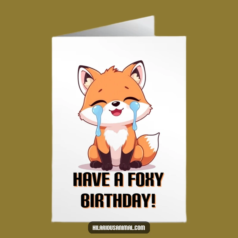 Free Printable Birthday Card: Laughing Fox Tears Downloadable Gift for Jokers