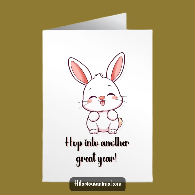 Free Printable Happy Bunny Birthday Card - Amused Bunny with Twitching Nose Downloadable Gift