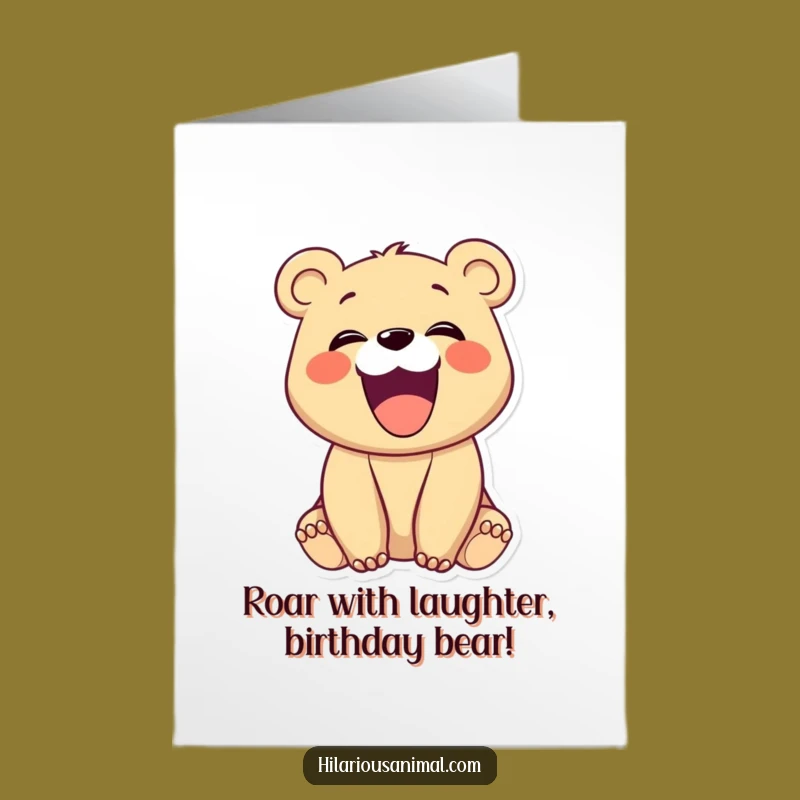 Free Printable Birthday Card: Laughing Bear Cub Surprise Downloadable Gift for Fun