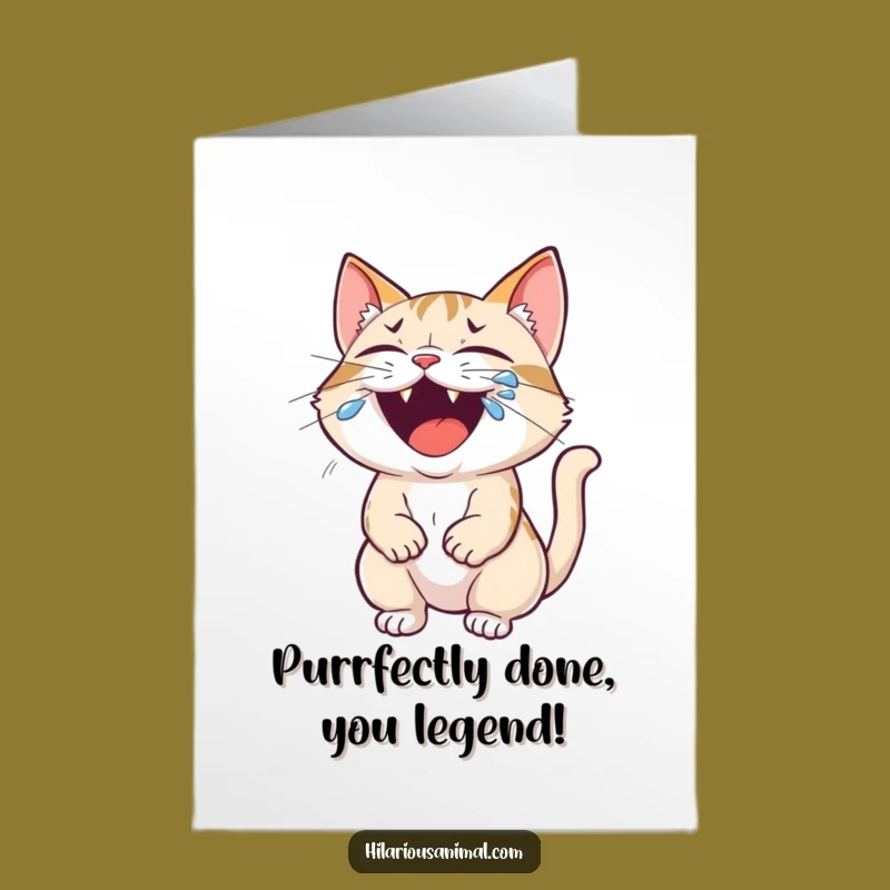 Free Printable Cat Congratulations Card: Hilarious Roaring Kitty Downloadable for Big Wins