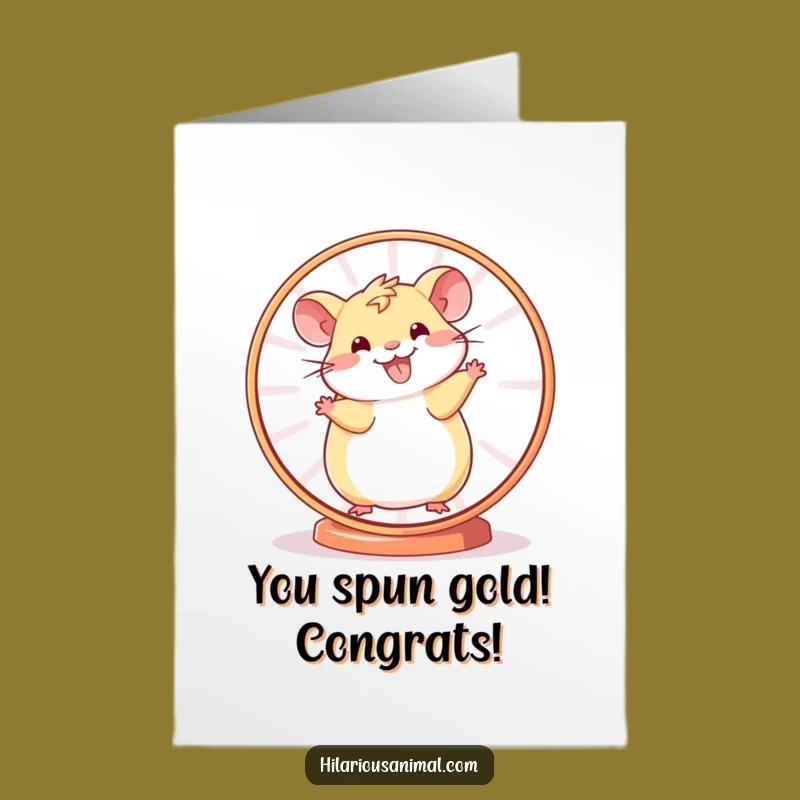 Free Printable Congrats Card: Happy Hamster Wheel Spin - Humorous Downloadable Gift