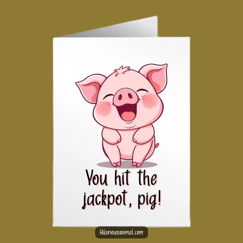 Free Printable Congrats Card: Jiggling Piglet, Perfect Downloadable Gift