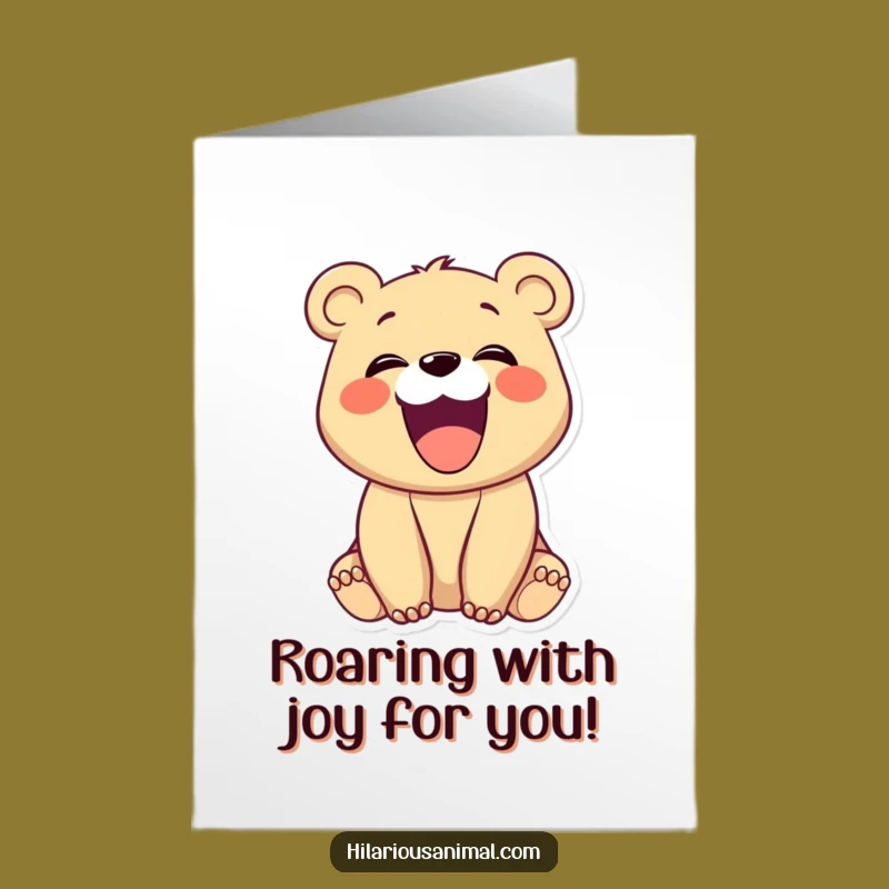 Free Printable Congrats Card: Laughing Cub Bear Funny Downloadable Gift for Success