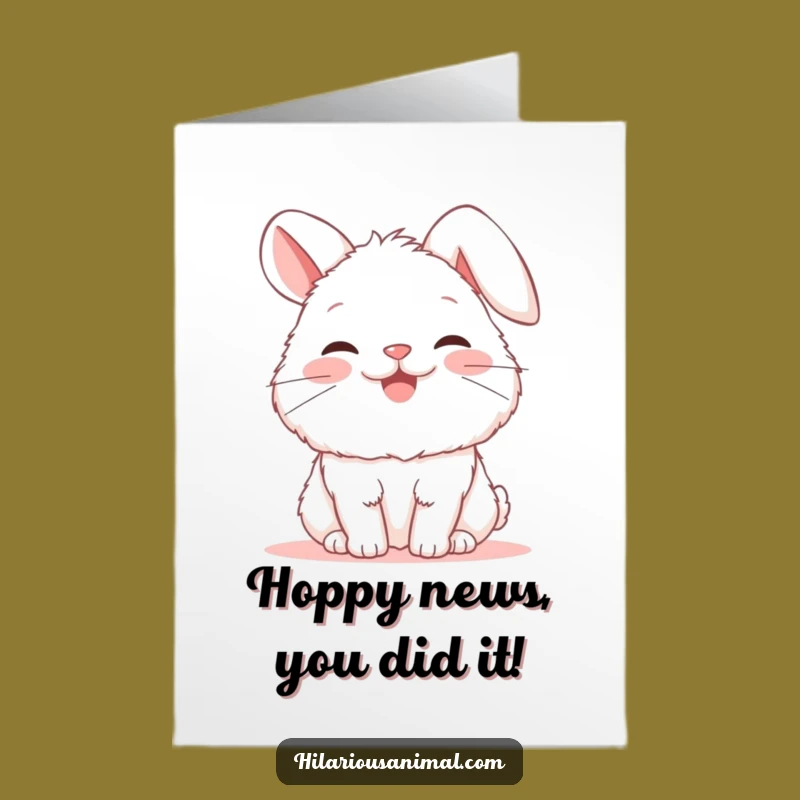 Free Printable Congratulations Card: Giggling Bunny, Perfect Downloadable Gift