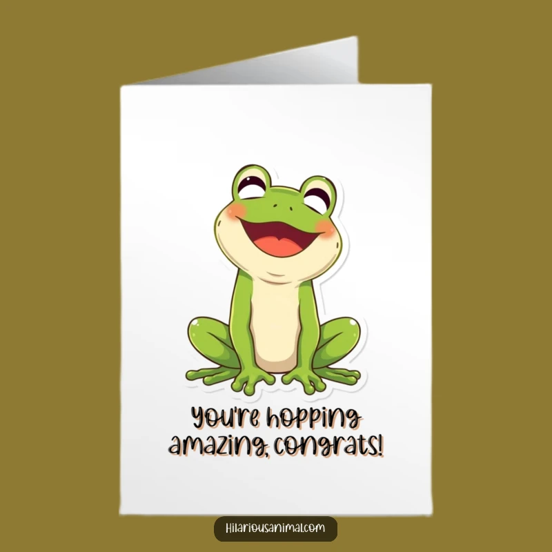 Free Printable Funny Frog Congratulations Card - Joyful Laughing Amphibian Downloadable Greeting
