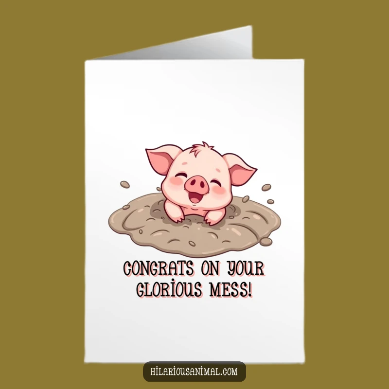 Free Printable Happy Piglet Congrats Card - Muddy Glory Downloadable Downloadable Gift