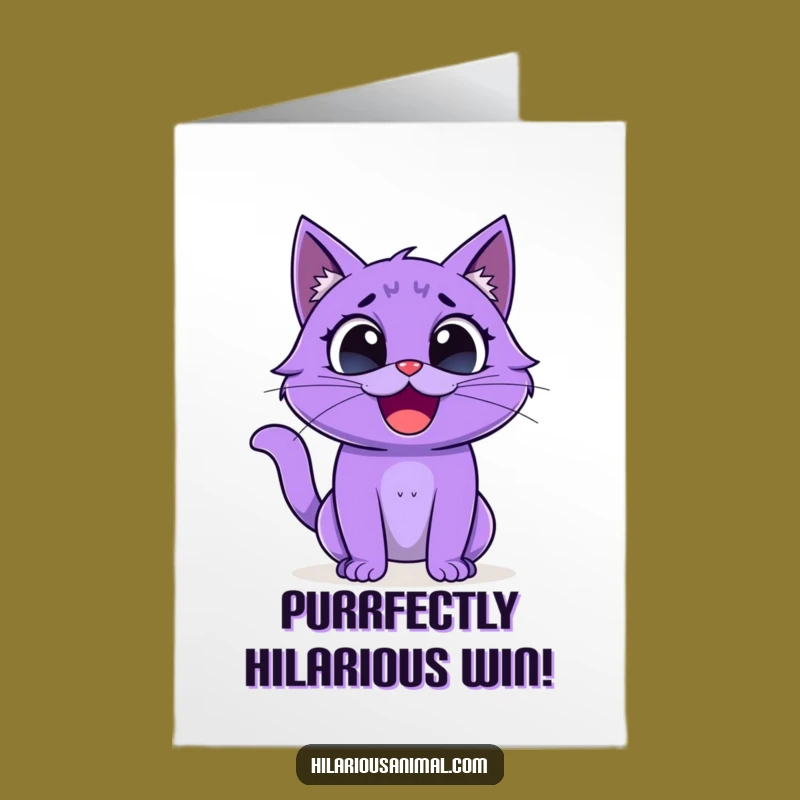 Free Printable Congrats Card: Giggling Cat - Humorous Celebration Greeting