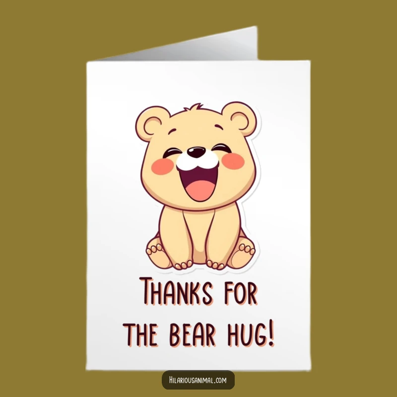 Free Printable Thank You Card: Giggling Bear Cub Funny Downloadable Gift Appreciation