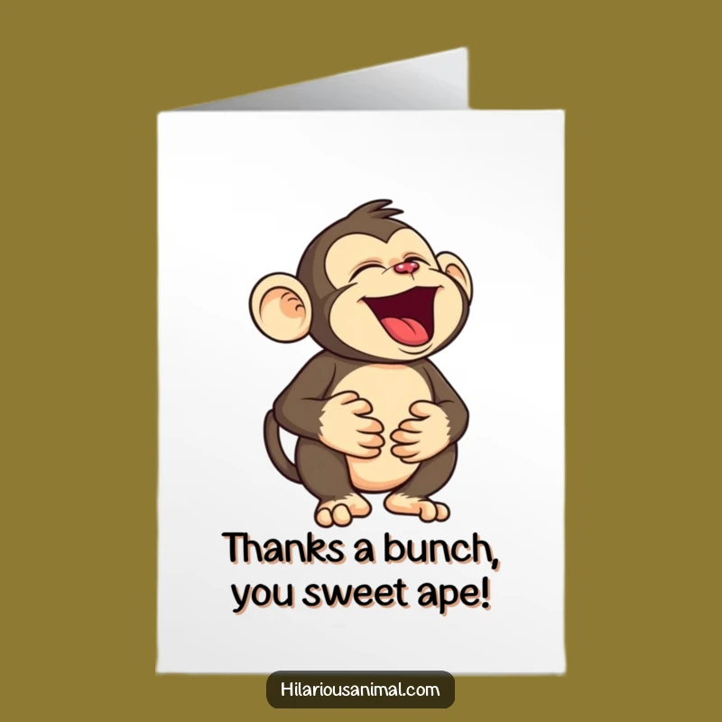 Free Printable Thank You: Laughing Monkey Gratitude Funny Downloadable Gift Card