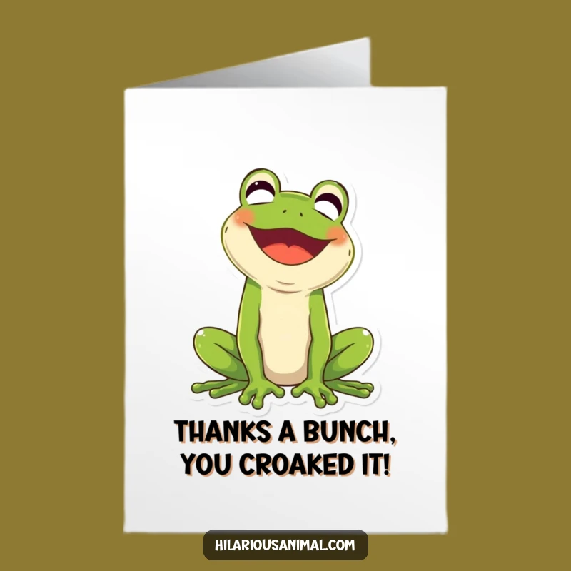 Free Printable Funny Frog Thank You Card - Grateful Laughing Amphibian Downloadable Note