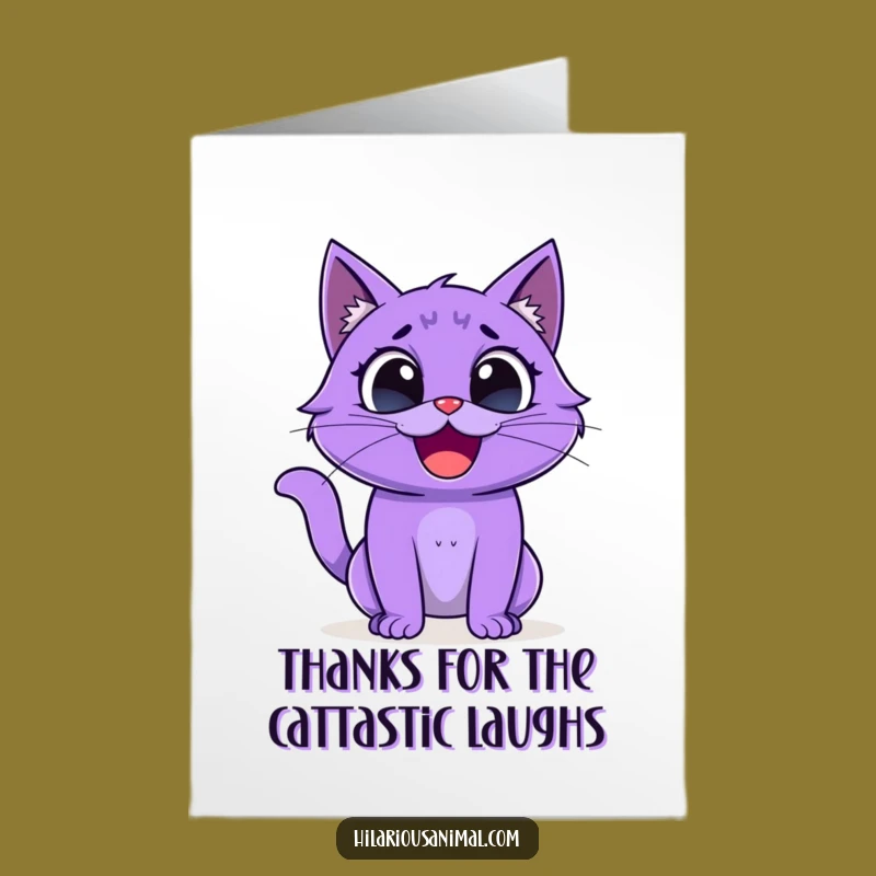 Free Printable Thank You Card: Laughing Cat - Thanks with a Side of Humor