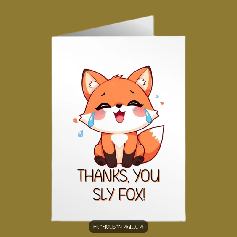 Free Printable Fox Thank You Card: Joyful Tears Downloadable Art