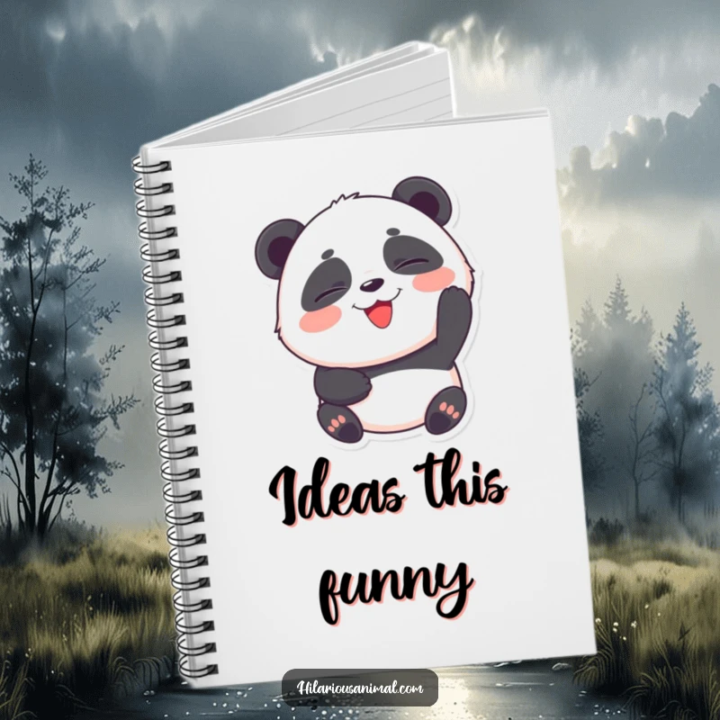 Funny Panda Cub Notebook: A round panda cub with eyes squeezed shut, laughing heartily, ideal for notes.