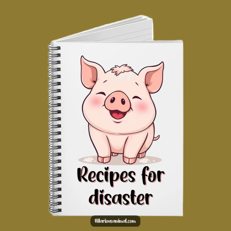 Funny Piglet Flour Notebook - Hilarious Journal for Baking Ideas & Recipes