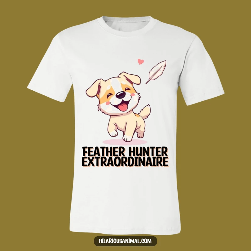 Funny Dog Feather Chase T-Shirt: Wear Your Dog's Joy