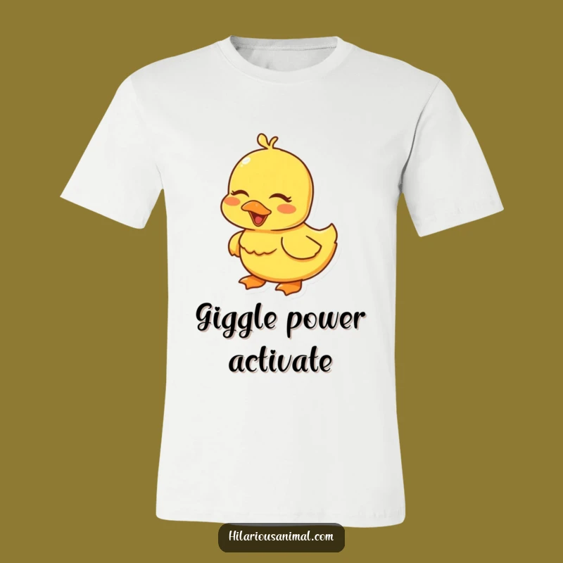 Funny Duckling Giggling T-Shirt: Cute Yellow Chick Tee, Happy Gift