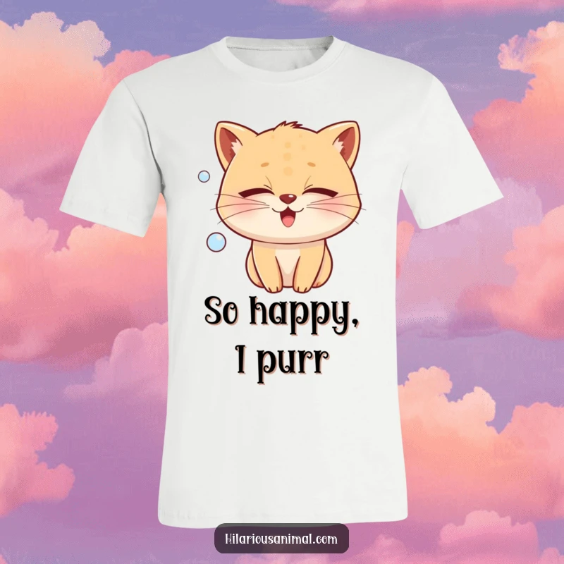 Funny whiskered animal with closed eyes, blowing a bubble of pure joy, on a t-shirt, a serene and funny gift.