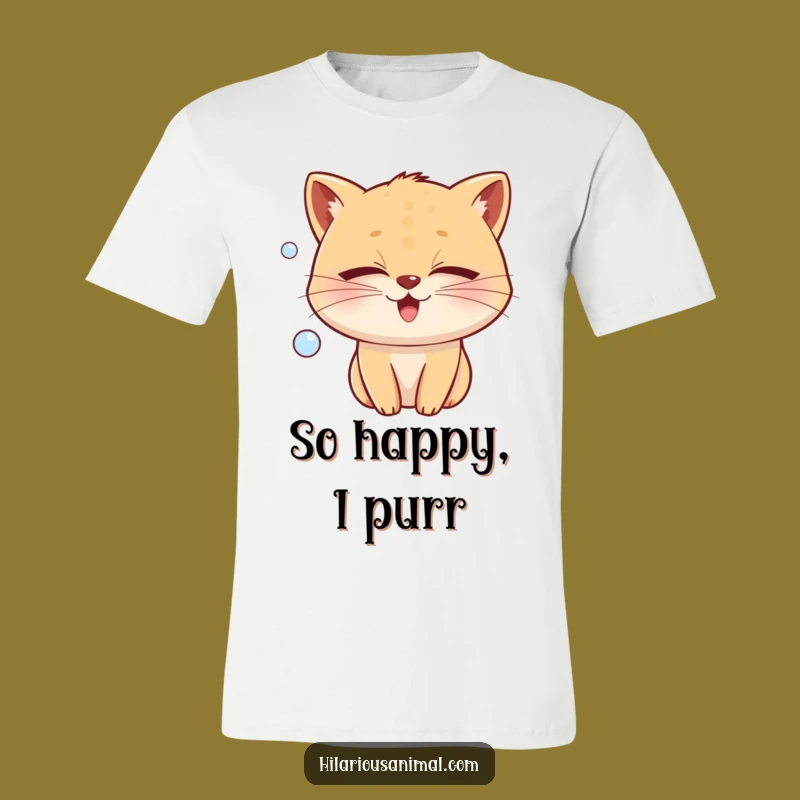 Funny Joy Bubble Tee: Whiskered Animal's Blissful Creation, Perfect Funny Gift