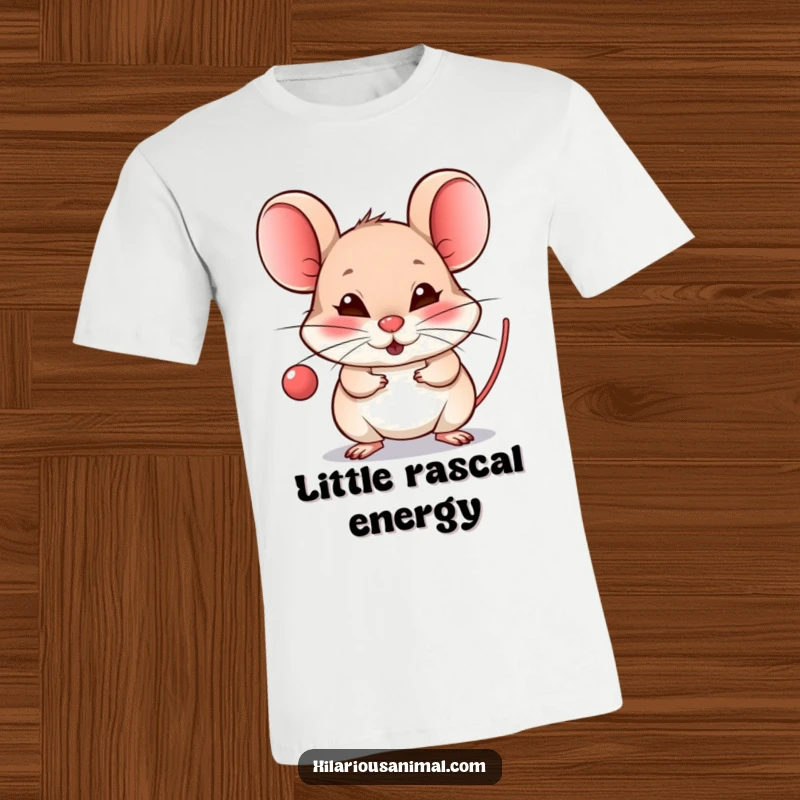 Funny Mouse Raspberry T-Shirt - A small mouse blowing a raspberry with a mischievous grin, showcasing cheeky humor and a playful spirit.