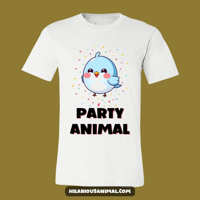 Funny Blue Bird T-Shirt: Confetti Party, Cheerful & Whimsical Humor Gift
