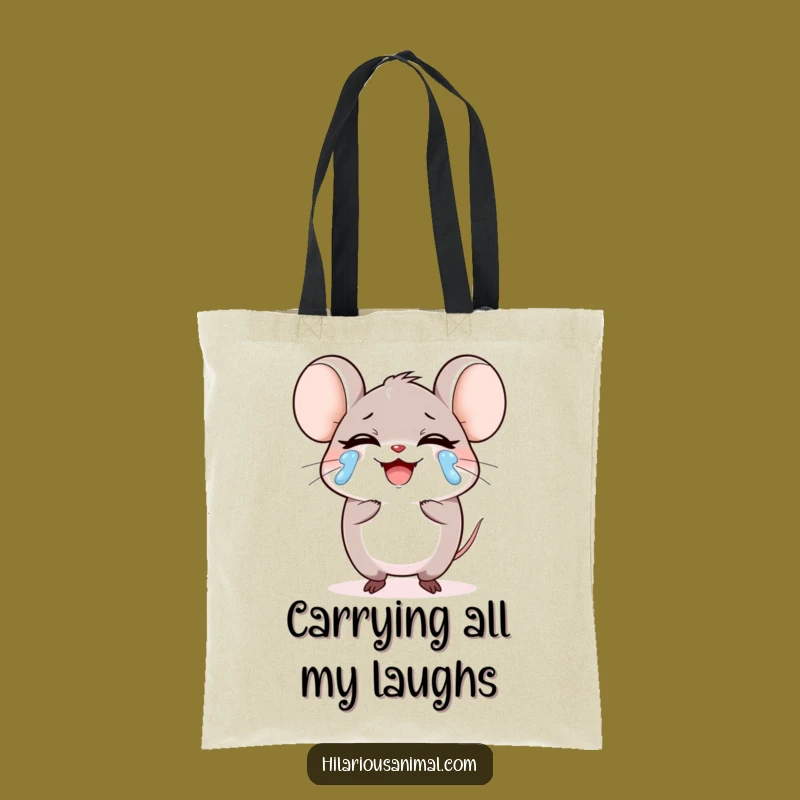 Funny Mouse Laughing Tears Tote Bag, Round Character Carryall, Practical Funny Gift