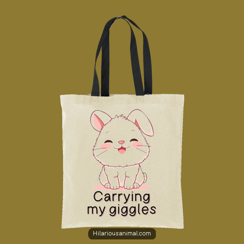 Funny Bunny Snorting Tote Bag - Cute Fluffy Rabbit Carryall Gift