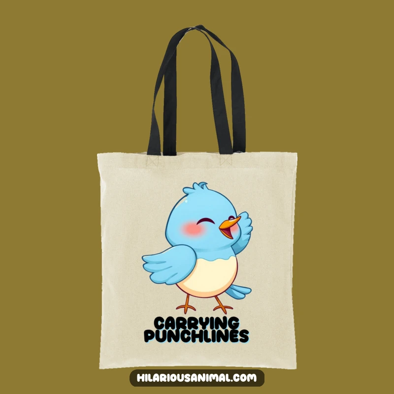 Funny Cackling Blue Bird Tote Bag - Carry Your Laughs!
