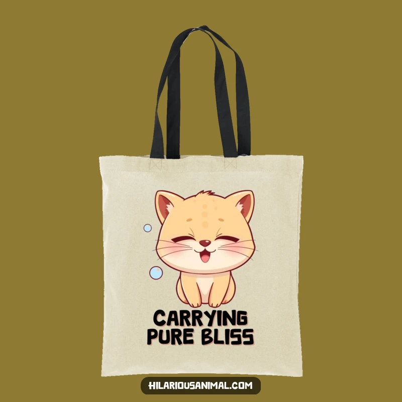 Funny Joy Bubble Tote Bag: Carry Bliss with This Whiskered Friend, Perfect Funny Gift