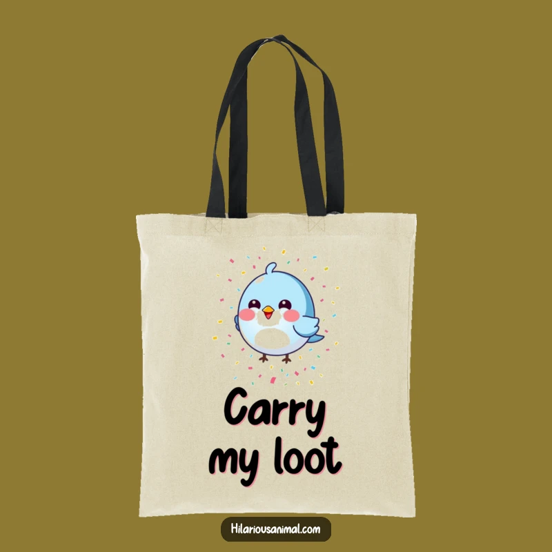 Funny Blue Bird Tote Bag: Confetti Shower, Practical & Whimsical Humor Gift