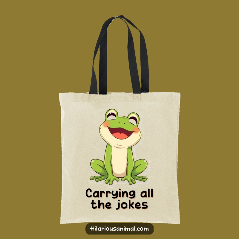 Funny Frog Laughing Tote Bag: Carry Your Laughs in Style, Gift Idea