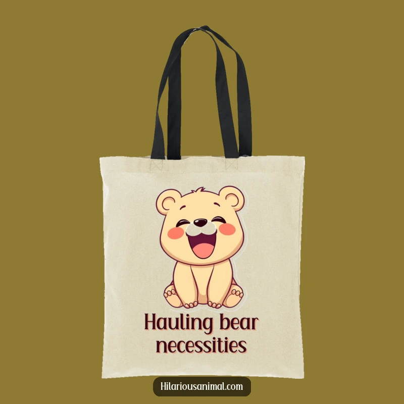 Funny Laughing Bear Cub Tote Bag: Carry Joy with This Hearty Cub, Perfect Funny Gift
