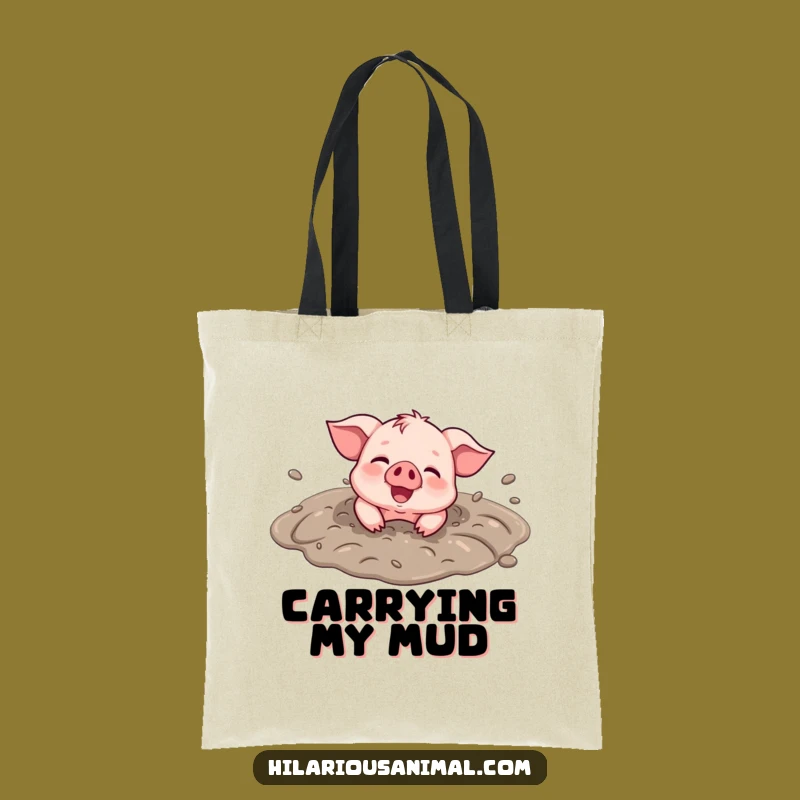 Funny Piglet Mud Puddle Tote Bag: Joyful Messy Bag Gift