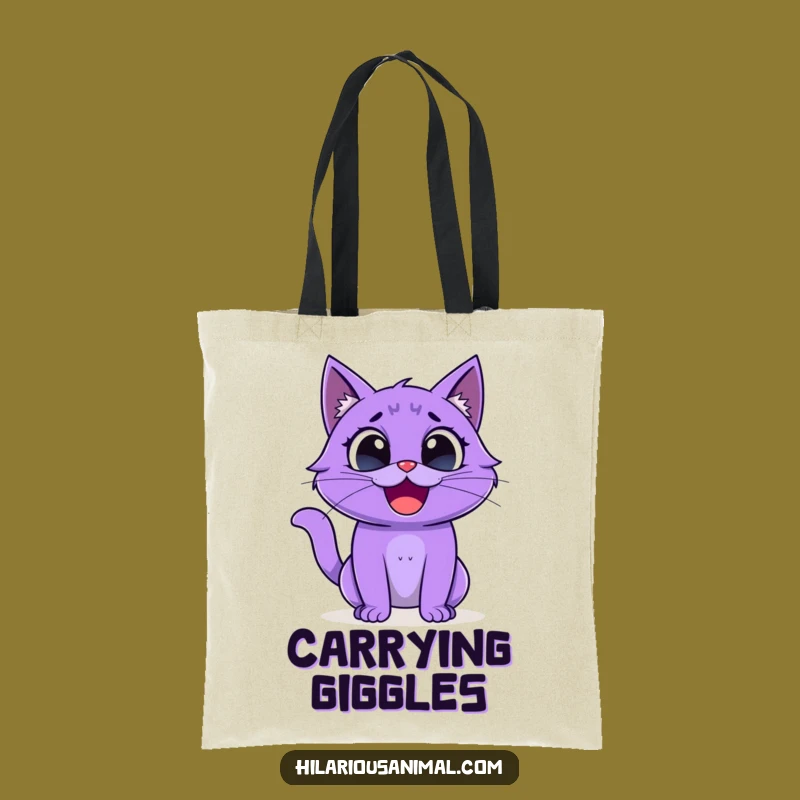 Funny Purple Cat Tote Bag - Carry Your Laughing Buddy!