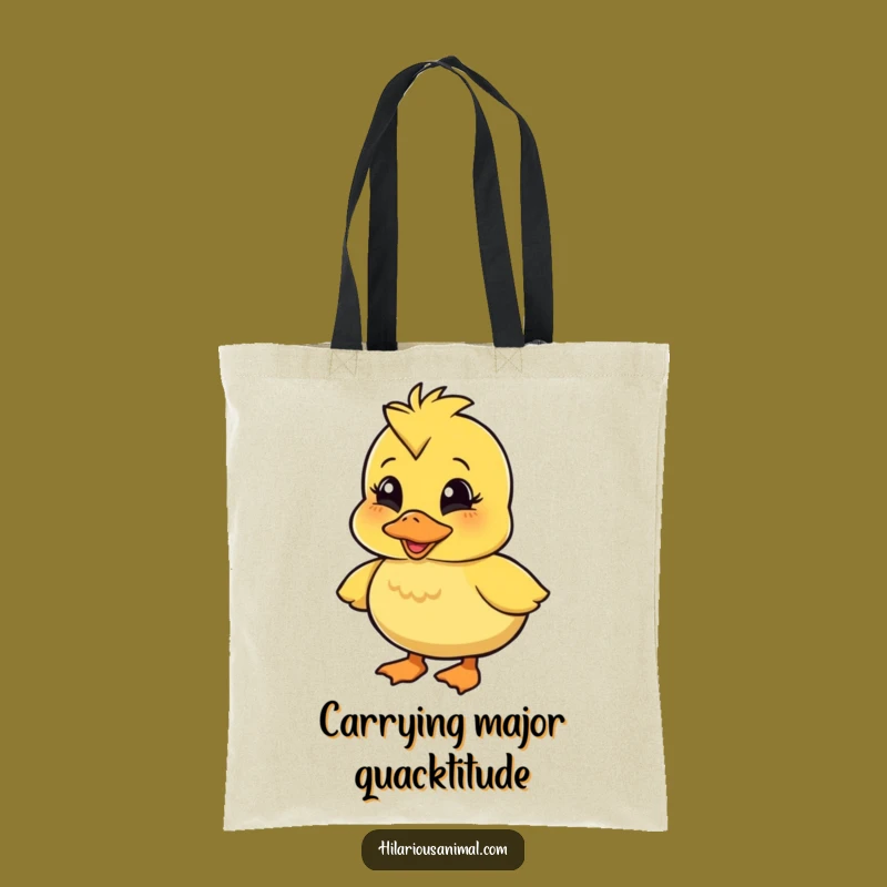 Funny Wobbly Duckling Tote Bag: Amused Quacking Character, Stylish & Hilarious Carry-All